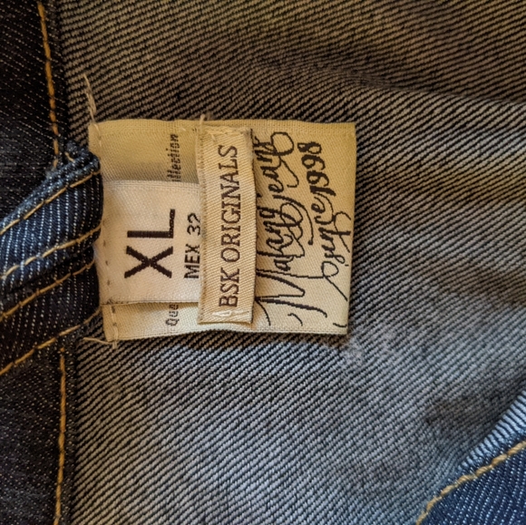 BERSHKA VINTAGE DENIM JEAN VEST BLUE SIZE XL - Picture 2 of 2